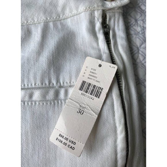 Pilcro Anthropologie High Rise Cropped White Denim Jeans Side Zip Size 30 NWT - Picture 12 of 14